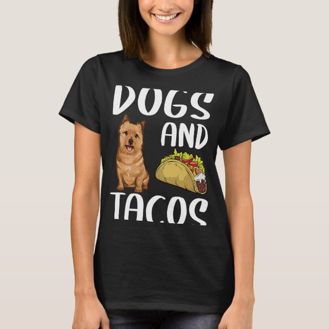 Hundar och Tacos Norwich Terrier, mexikanska livsm T Shirt (Framsida)
