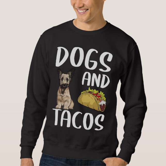 Hundar Och Tacos Skye Terrier Mexikansk Mat Lång Ärmad Tröja (Framsida)