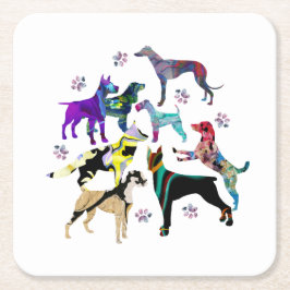 Hundar och Tass Underlägg Papper Kvadrat