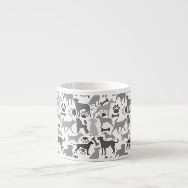 Hundar och tassar mönster 03.b White BG Espressomugg (Framsidan)