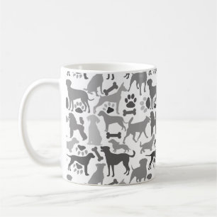 Hundar och tassar mönster 03.b White BG Kaffemugg