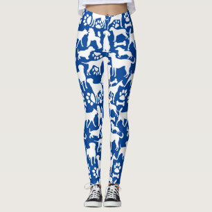 Hundar och tassar mönster 2.b Blue BG Leggings