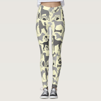 Hundar och tassmönster 03.b Lyellow BG v2A Leggings