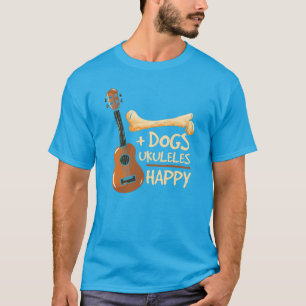 Hundar och Ukulele Gör Mig Glad Nyhet T Shirt