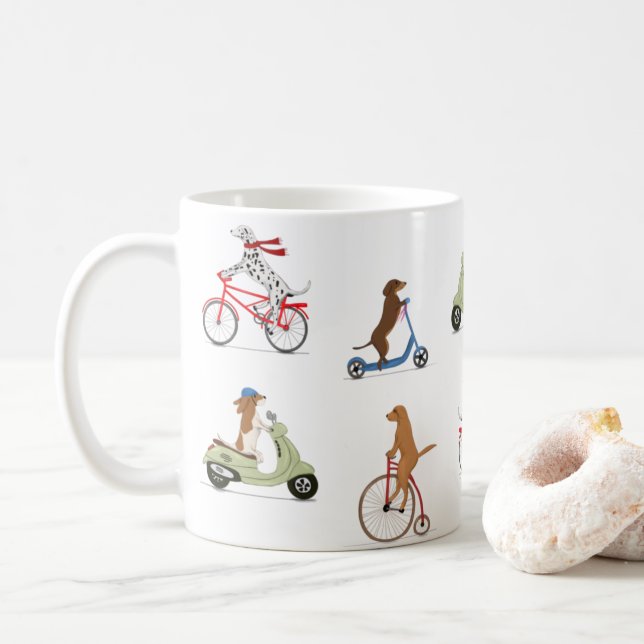 Hundar om bikes och skotrar  kaffemugg (Med munk)