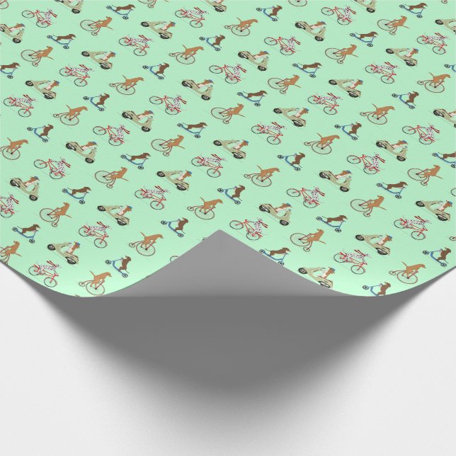 Hundar om bikes- och skottskogar - Grönt Presentpapper (Hörn)