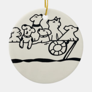 "Hundar on Boat" Ornament av Willowcatdedesign