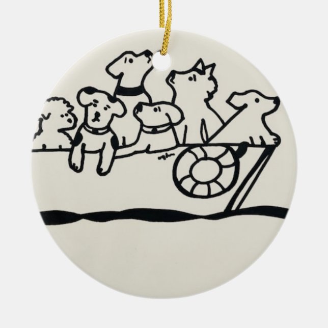 "Hundar on Boat" Ornament av Willowcatdedesign (Framsidan)