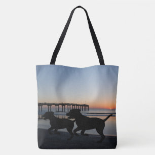 Hundar på Beach Gift Bag Tote eller Livsmedel som Tygkasse