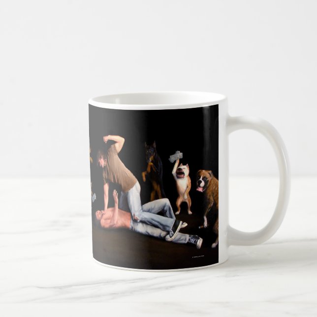 Hundar på den Manfight muggen Kaffemugg (Höger)