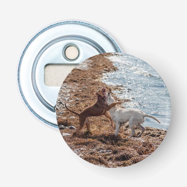 Hundar på stranden flasköppnare (Framsidan)