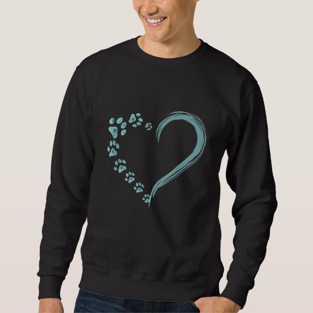 Hundar Paw Print Heart Hund Mamma Lång Ärmad Tröja (Framsida)
