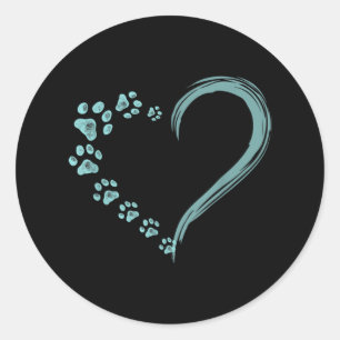 Hundar Paw Print Heart Hund Mamma Runt Klistermärke