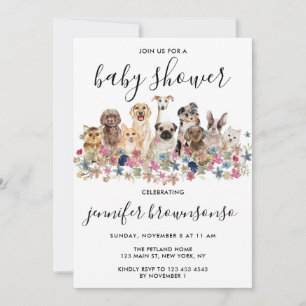 Hundar Pet Family firande Baby Shower Inbjudningar