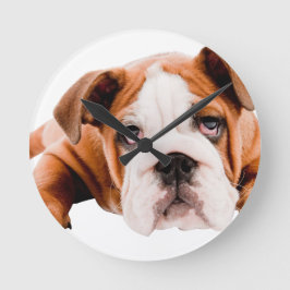 HUNDAR, PETS BULLDOG CUTE ADORABLE DIGITAL REALISM RUND KLOCKA