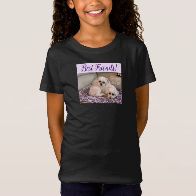 Hundar Photo Cute Maltese och Shih Tzu T Shirt (Framsida)