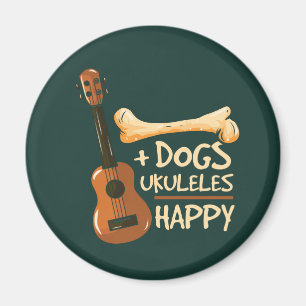 Hundar Plus Ukuleles Equals Lycklig Novelty Gag Magnet