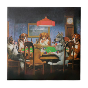 Hundar Poker av C.M. Coolidge Kakelplatta