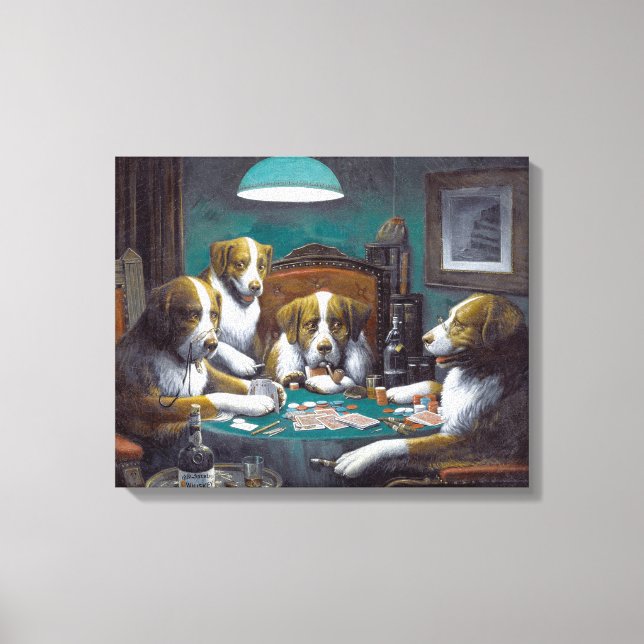 Hundar Poker Cassius Marcellus Coolidge 1894 Canvastryck (Framsida)