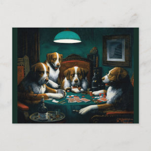 Hundar Poker Game Vykort