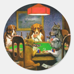 Hundar Poker Runt Klistermärke