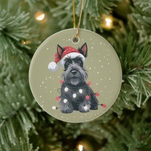 Hundar Scottie Scottish Terrier Jul Hund Mamma  Julgransprydnad Keramik