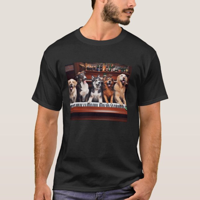 Hundar sjunger vid pianot i pub 4 Long S T Shirt (Framsida)