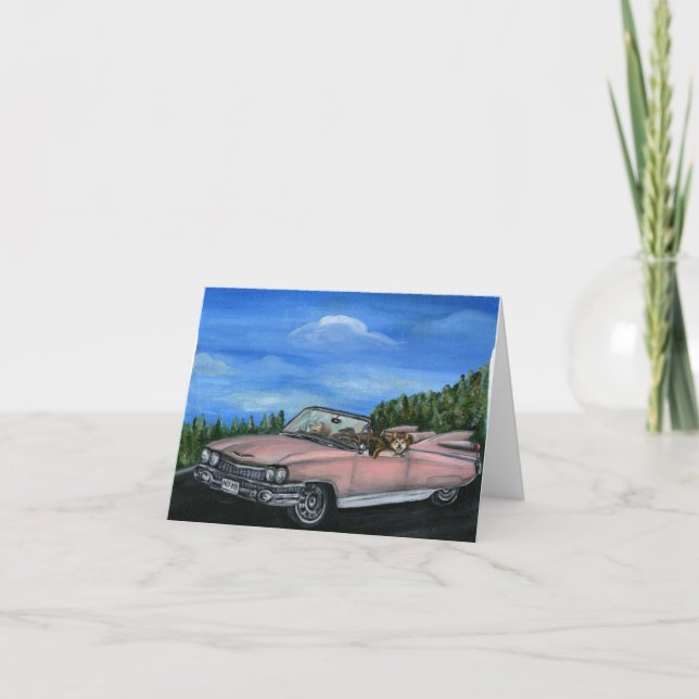 Hundar som kör ett anteckningskort för Retro-perso (Framsida)