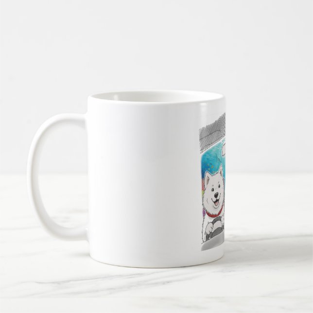 Hundar som kör under vattnet - Whimsical Surreal k Kaffemugg (Vänster)