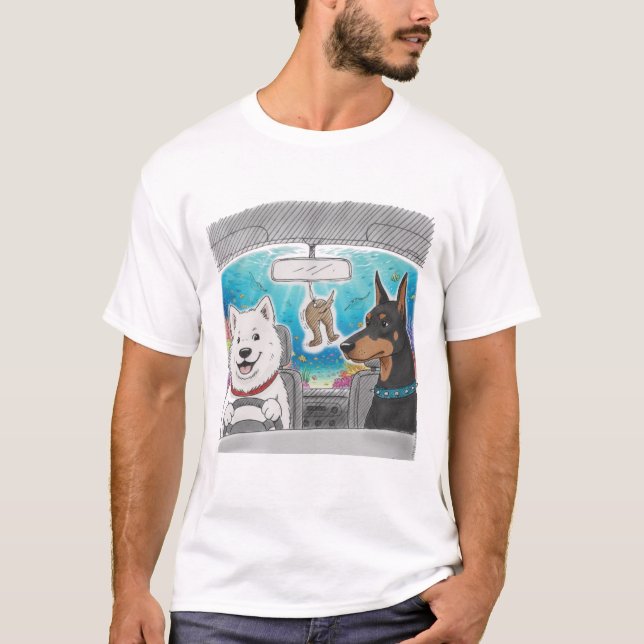Hundar som kör under vattnet - Whimsical Surreal k T Shirt (Framsida)