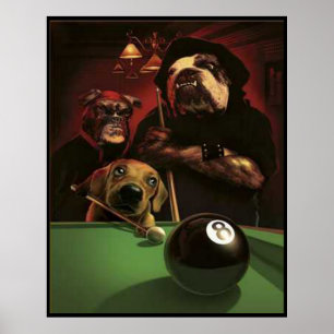 Hundar som leker bassängen - Eightballen Poster