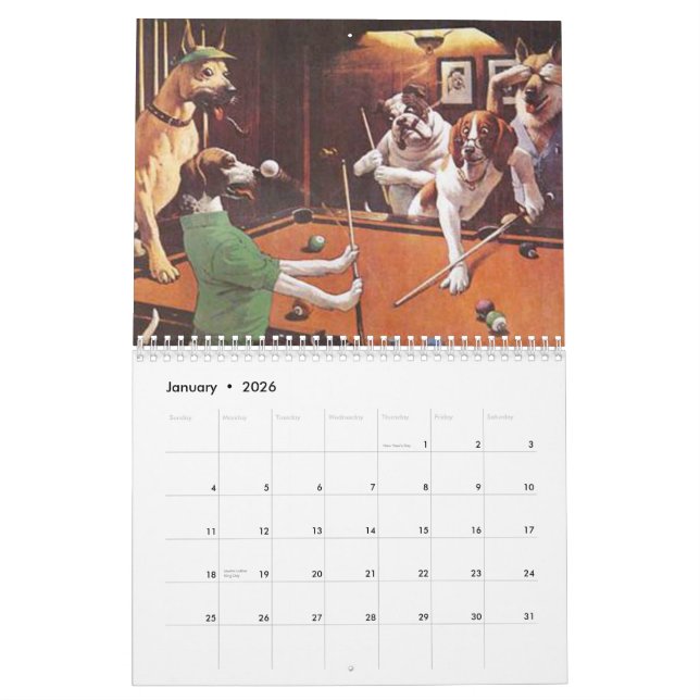 Hundar som leker bassängen kalender (Jan 2026)