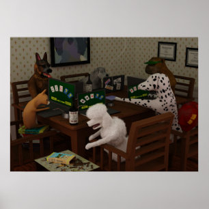 Hundar som leker den on-line poker poster
