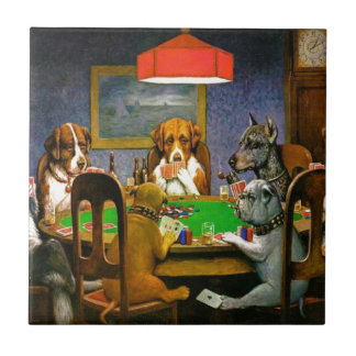 Hundar som leker poker kakelplatta