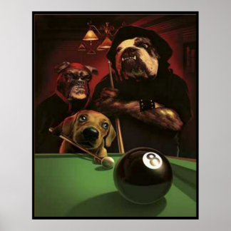 Hundar som spelar Bassäng - Eightball Poster