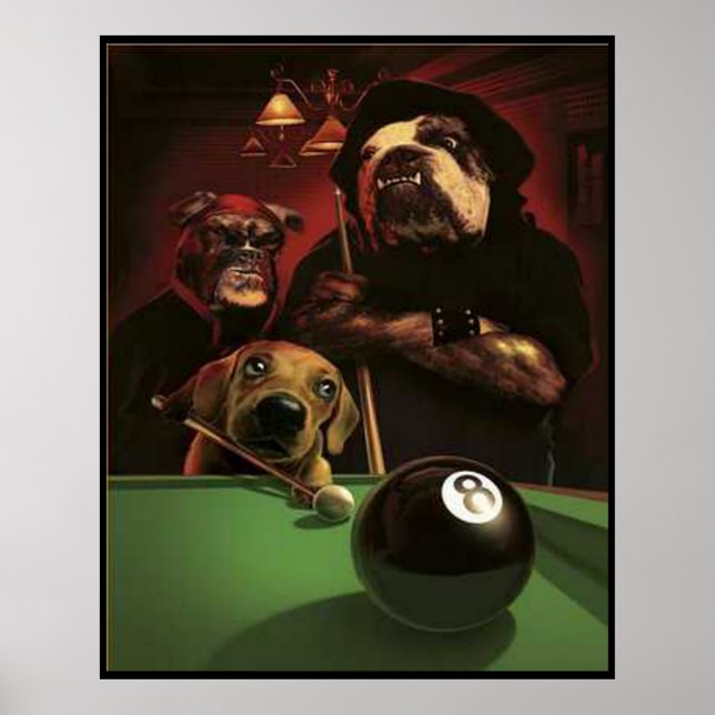 Hundar som spelar Bassäng - Eightball Poster (Framsidan)