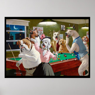 Hundar som spelar Bassäng - skrapat vid gryningen Poster