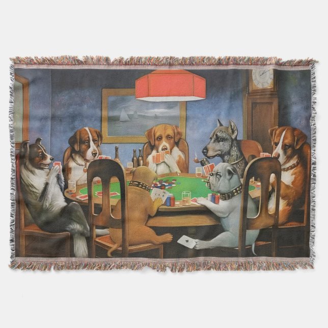 Hundar som spelar poker av Cassius Marcellus Cooli Filt (Framsidan)