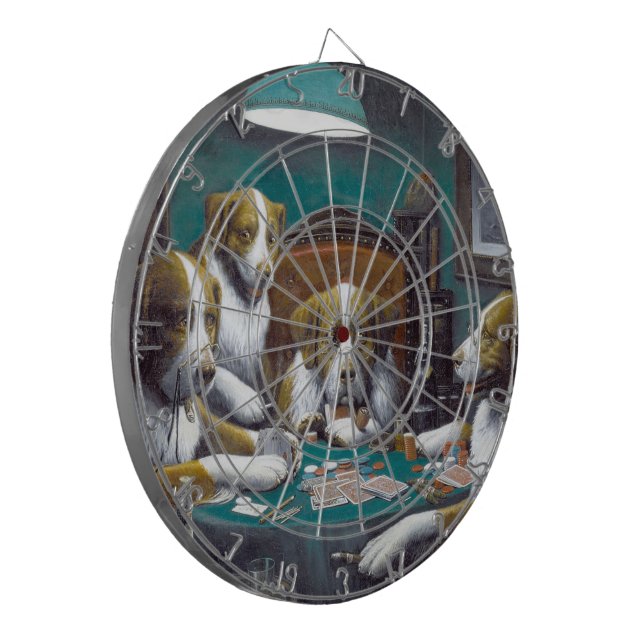 Hundar som spelar poker Cassius Marcellus Coolidge Darttavla (Vänstra Framsidan)