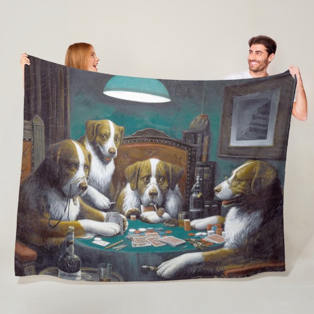 Hundar som spelar poker Cassius Marcellus Coolidge Fleecefilt (På plats)