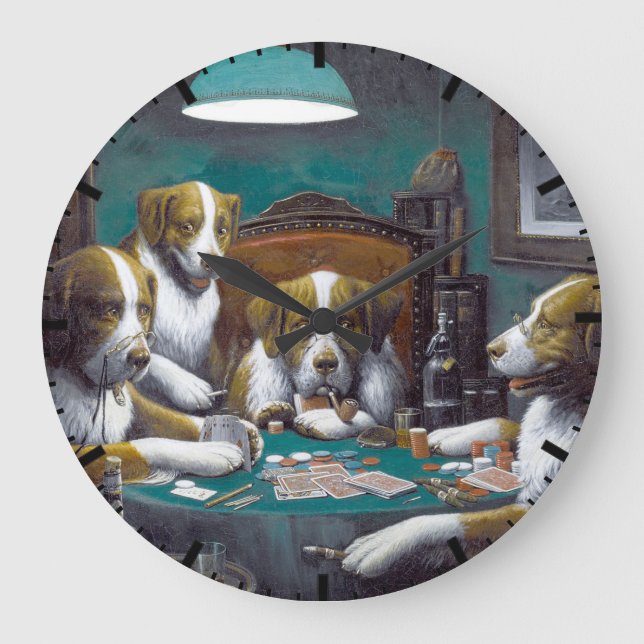 Hundar som spelar poker Cassius Marcellus Coolidge Stor Klocka (Framsida)