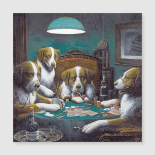 Hundar som spelar poker magnetisk kort