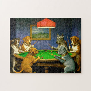 Hundar som spelar snooker biljard rolig parodi pussel