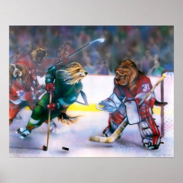 Hundar Spelar Hockey Poster (Framsidan)