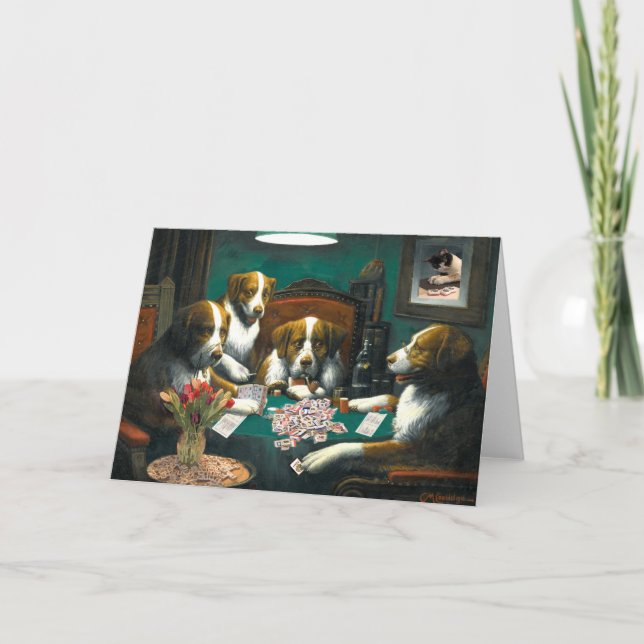 Hundar spelar Mah Jongg Notecard Kort (Framsida)