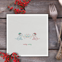 Hundar spelar med julklapp Ljus Party Napkins