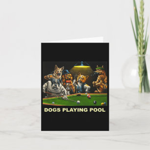 Hundar spelar upp Bassäng Art Puppies Snooker Pock Kort