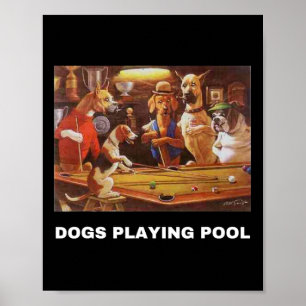 Hundar spelar upp Bassäng Art Puppies Snooker Pock Poster