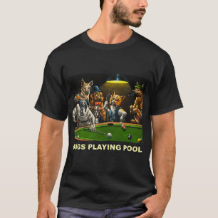Hundar spelar upp Bassäng Art Puppies Snooker Pock T Shirt