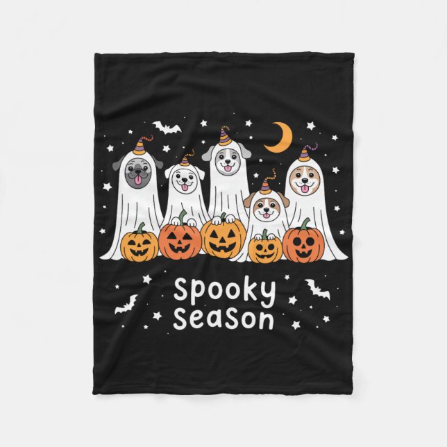 Hundar Spöken Cute Hundar tryckt som Ghost Funny H Fleecefilt (Framsidan)